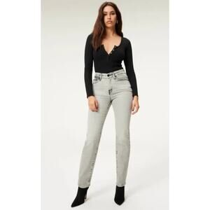 Good American Good Girlfriend Midrise Weekender Jean Size 2 / 26 Black Gray